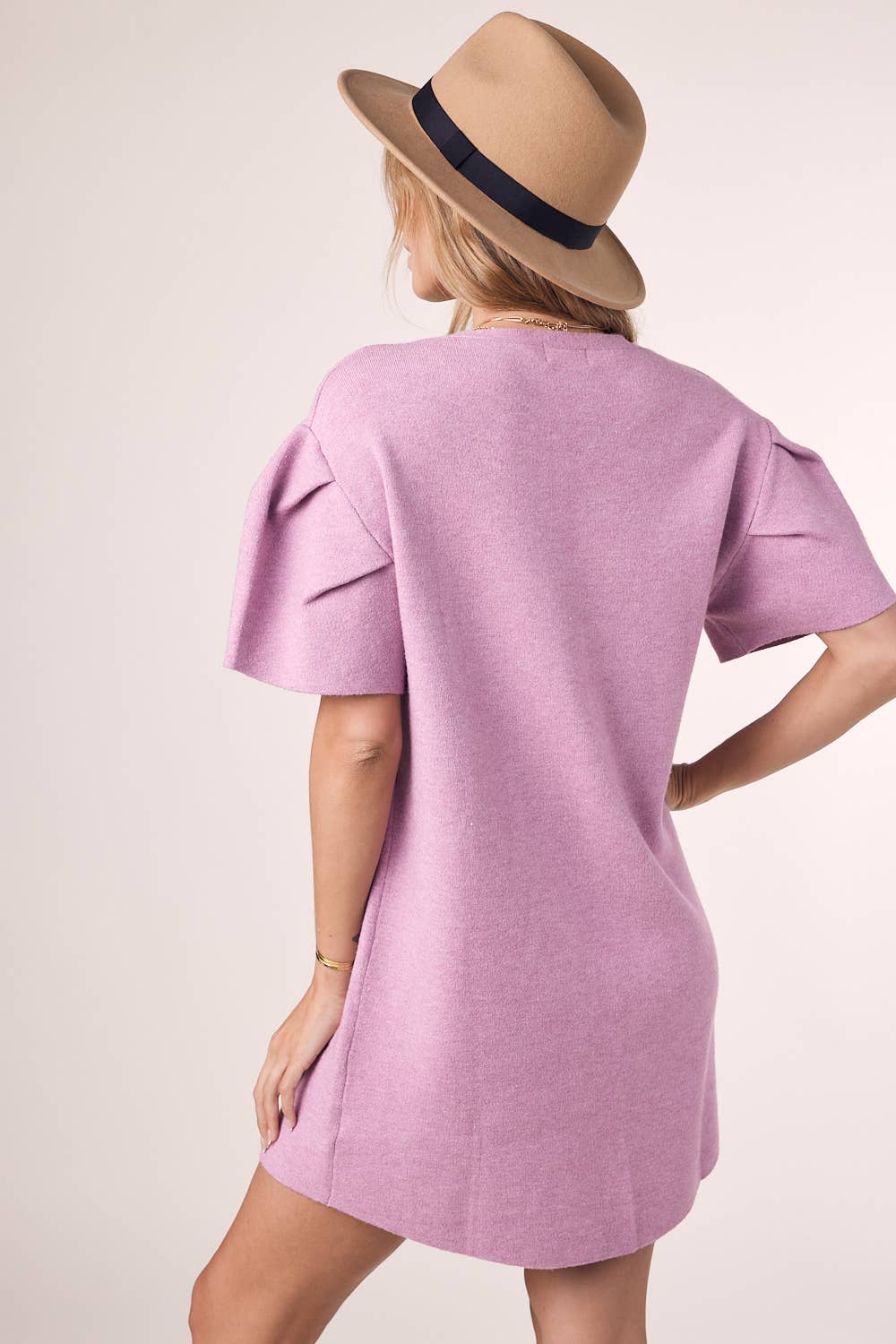 Puff Sleeve Knit Mini Dress