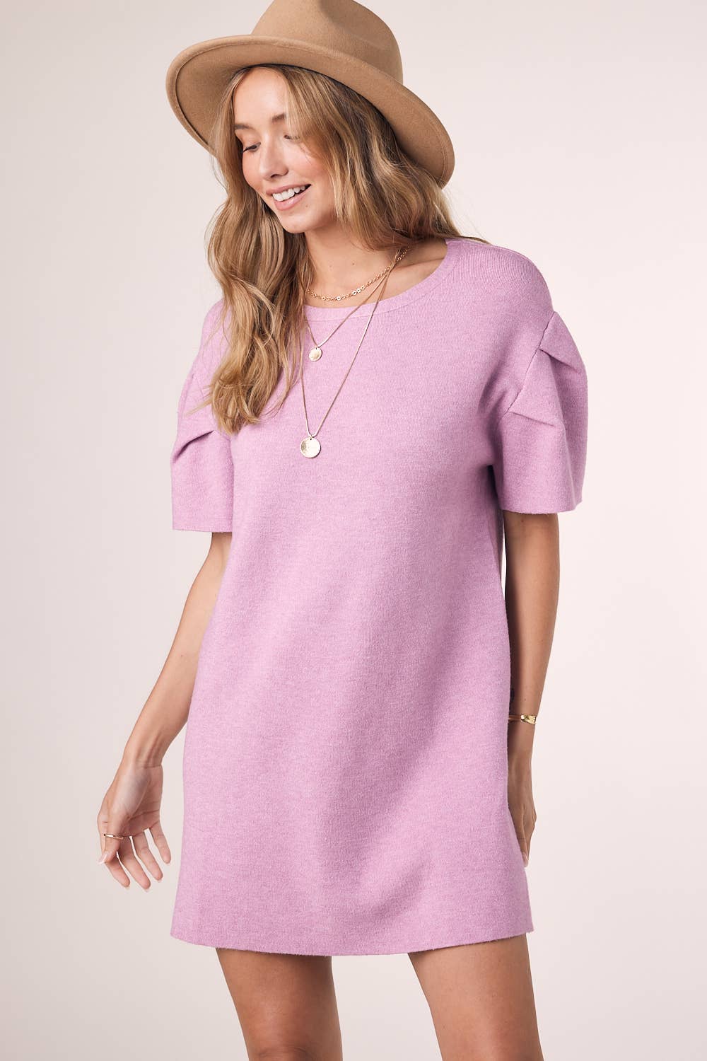 Puff Sleeve Knit Mini Dress