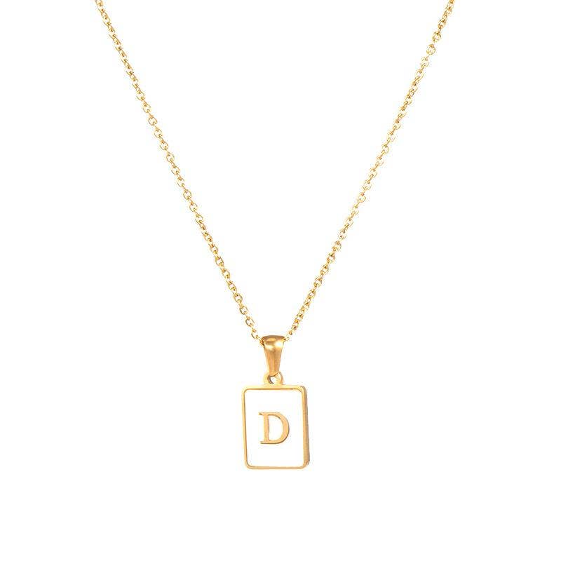 26 Letter Square 18K Gold-plated Stainless Steel Necklace