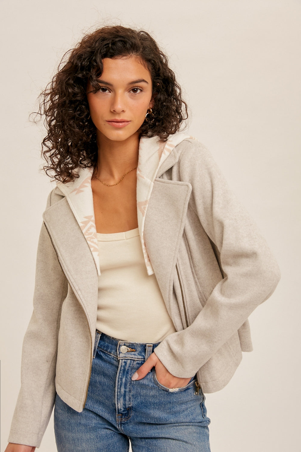 Aztec Print Moto Jacket