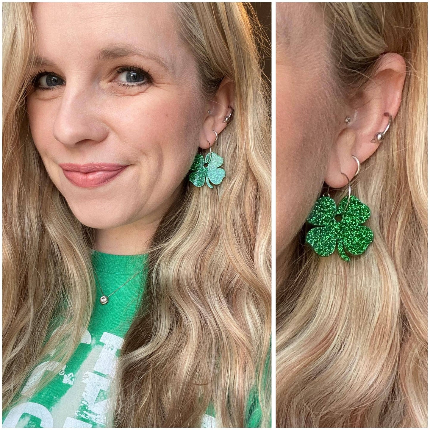 Shamrock Glitter Earrings