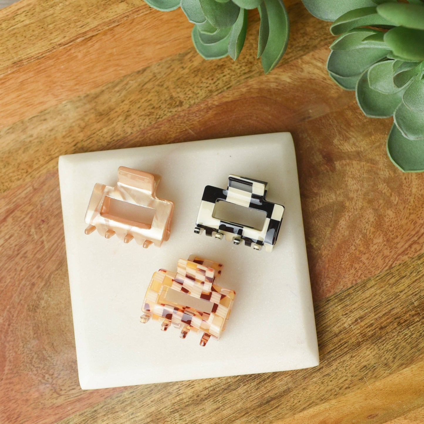 Small Geo Hair Clips- Blush