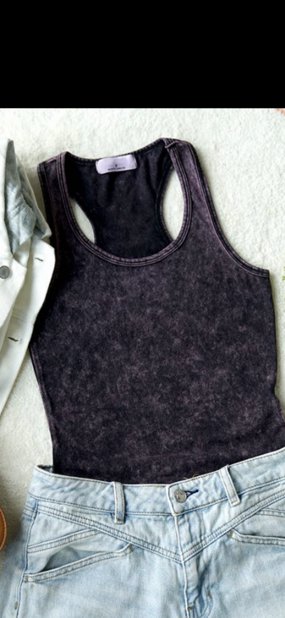 Mineral Wash Racerback Bodysuit- Blackberry-FINAL SALE