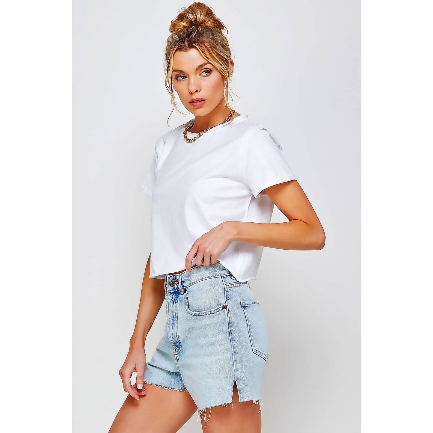 Distressed Edge Crop Tee- FINAL SALE