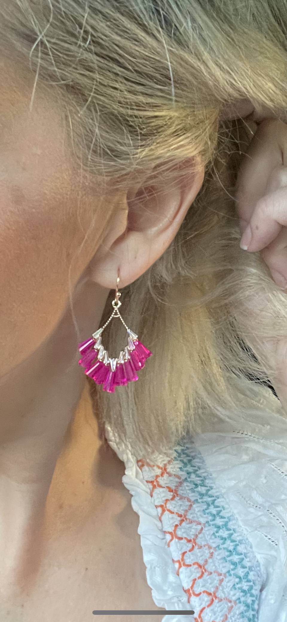 Fuchsia Glass Bead Earrings