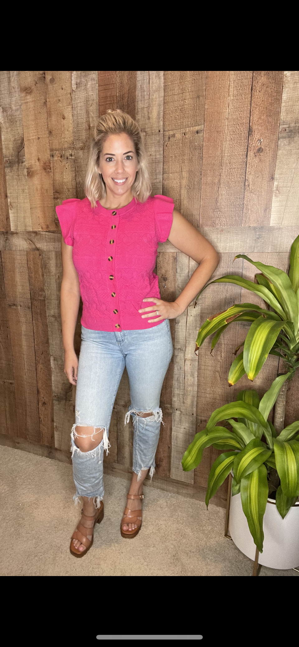 Flutter Sleeve Sweater Top- FINAL SALE