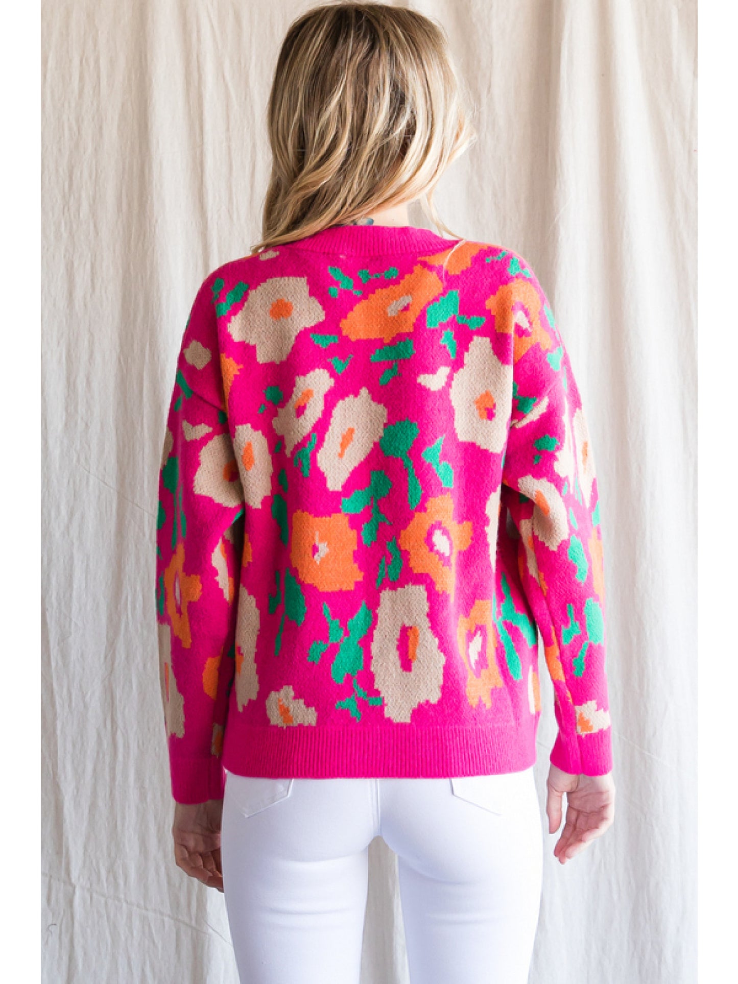 Hot Pink Floral Cardigan