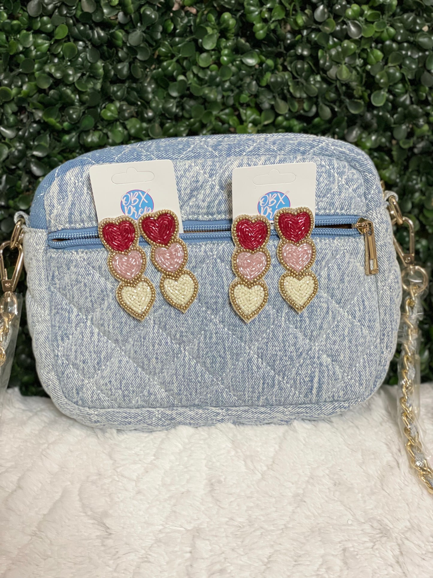 Triple Hearts Beaded Earrings