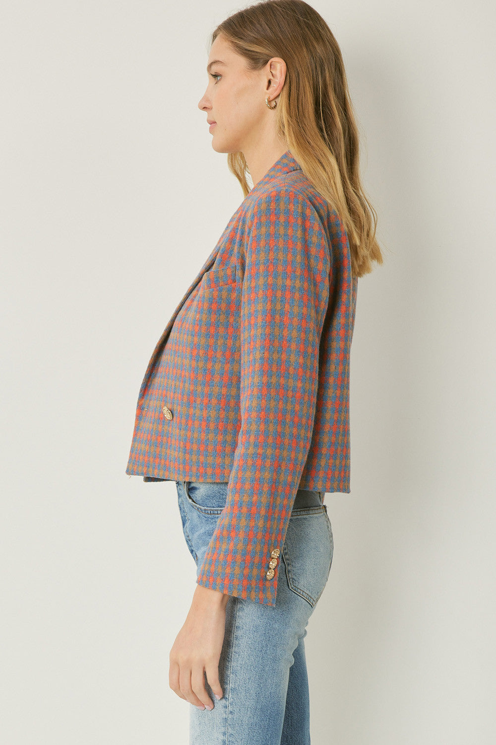 Camel Plaid Blazer-FINAL SALE