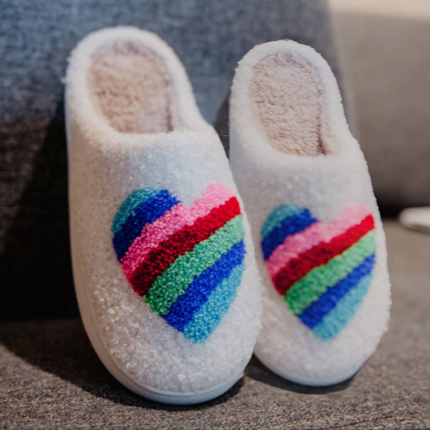 Striped Heart Slippers