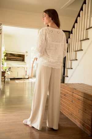 Tassel Tie Waist Linen Pants- FINAL SALE