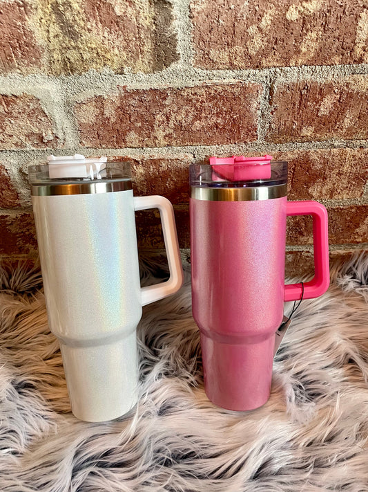 Hot Pink Shimmer 40 oz Tumbler