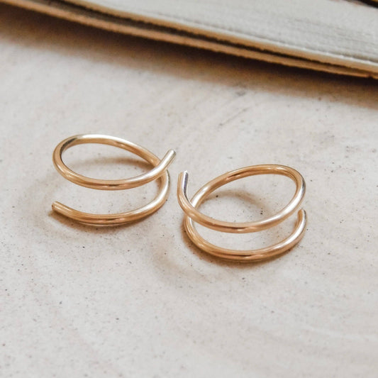 Twist-In Double Huggie Hoop Earrings - Minimalist: Silver