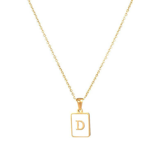 26 Letter Square 18K Gold-plated Stainless Steel Necklace