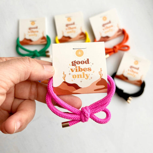 Thank You Gifts "Good Vibes" Boho Shoelace Elastic Hair Tie