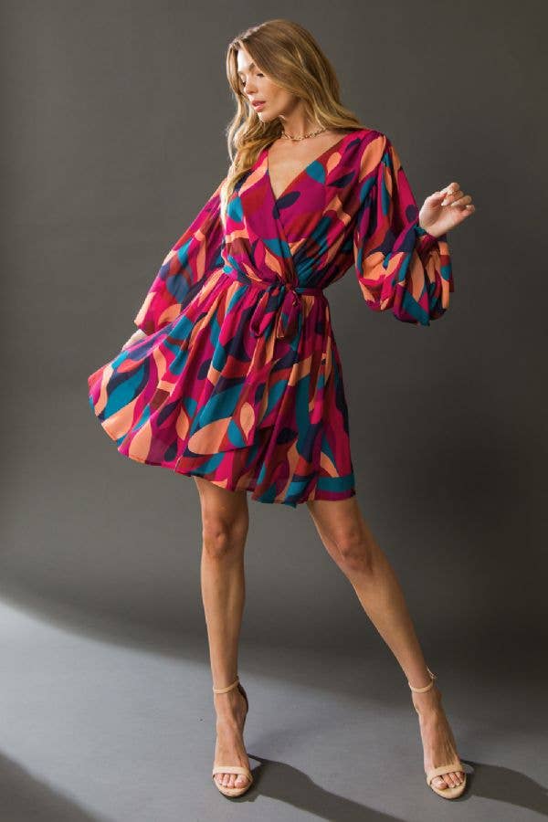 A Printed Woven Mini Dress- FINAL SALE