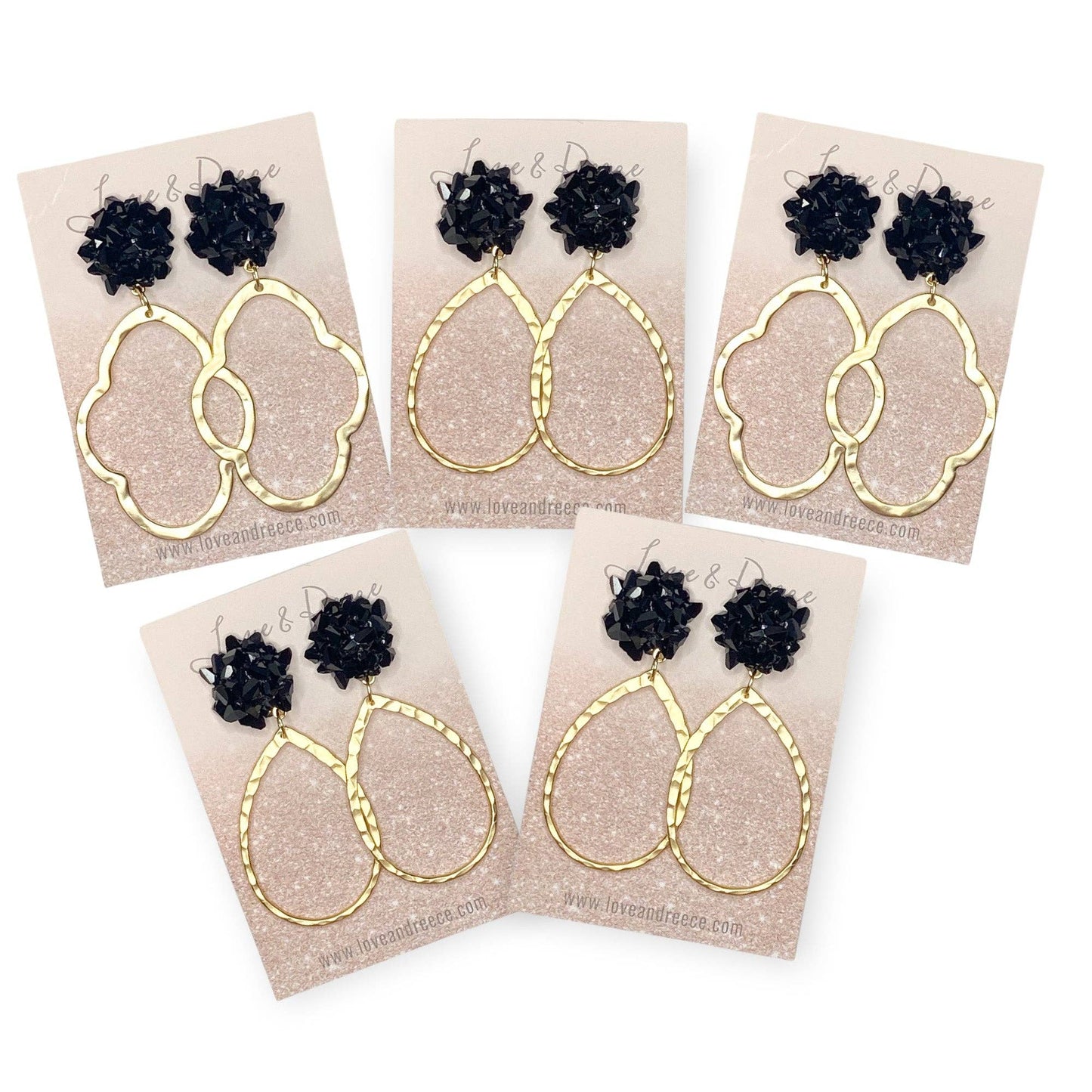 Black Crystal Burst Earrings