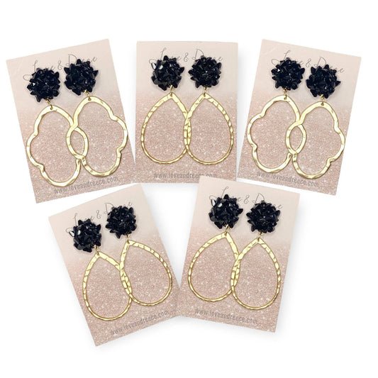 Black Crystal Burst Earrings