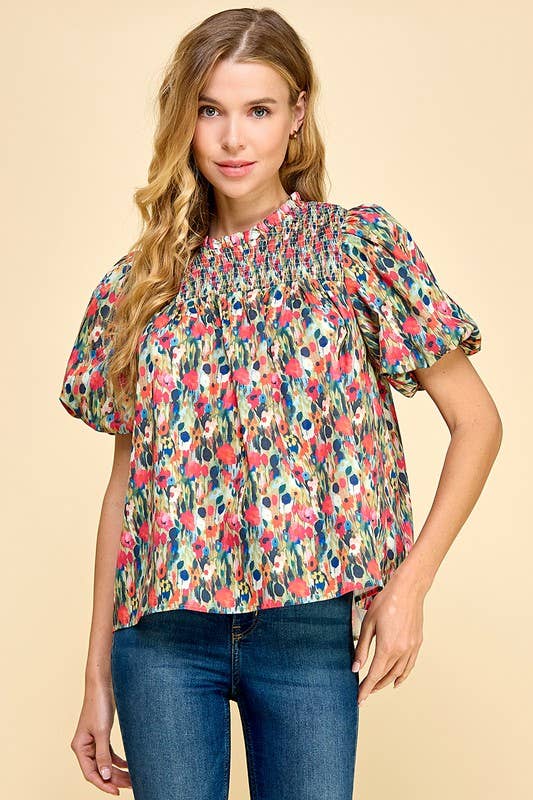 Floral Printed Smock Top