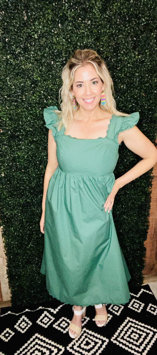 Lace Trim Midi Dress-FINAL SALE