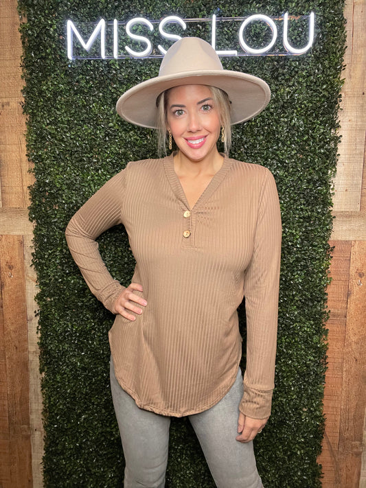 Button Top- Coffee