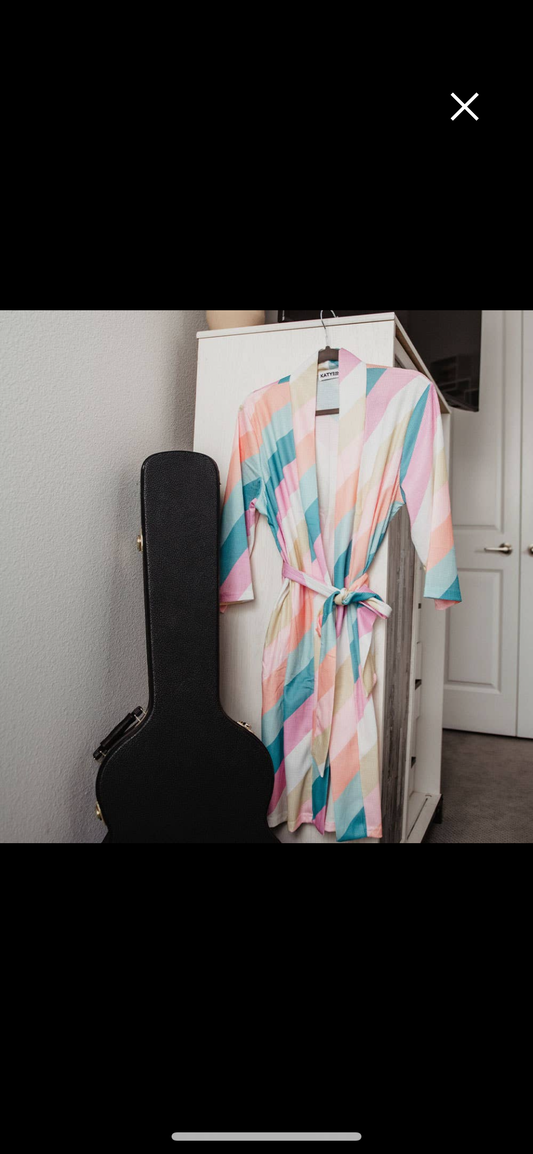 Pastel Striped Women's Robe-FINAL SALE