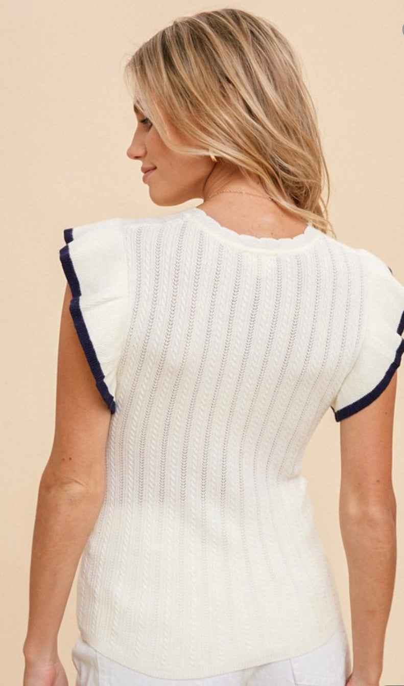 Ruffle Sleeve Sweater Top